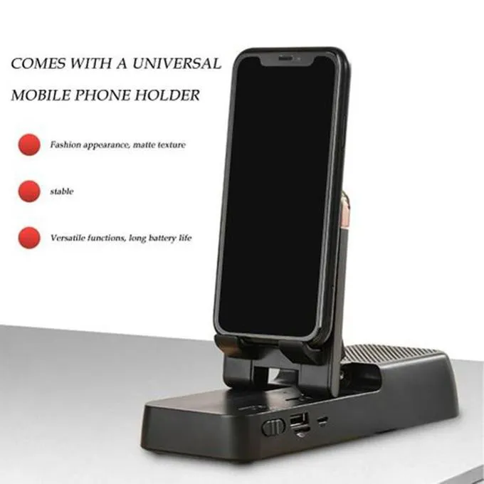 F18 Bluetooth Speaker & Phone Holder – Adjustable, Foldable, Black 'T977893