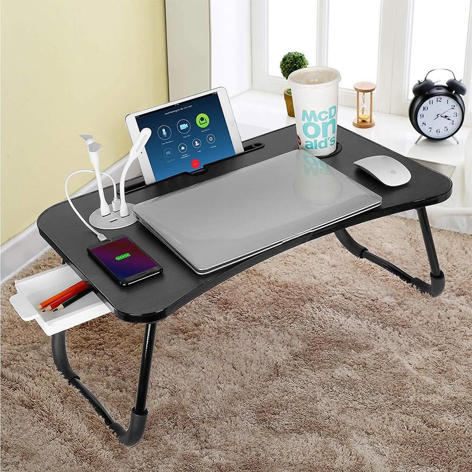 USB FOLDABLE BED LAPTOP TABLE DRAWER AND HOLDER '814115