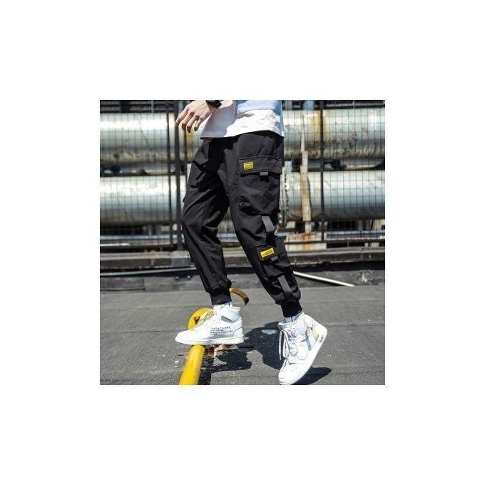 Casual Cargo Harem Jogger Pants - Black