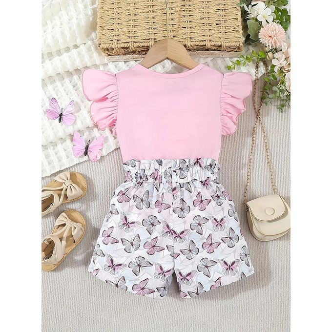Baby Girl Short Sleeved Bodysuit Love Print Shorts with Headwear  SKU 570885