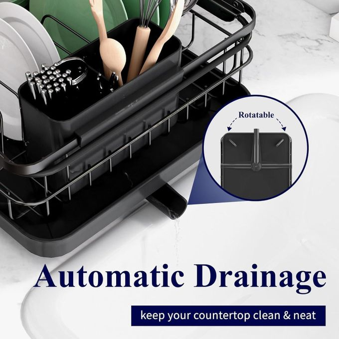 Flushrenic Flushrenic Black Stainless Steel Dish Drying Rack   778868